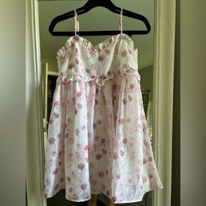 White and Pink Floral Dress Size Small